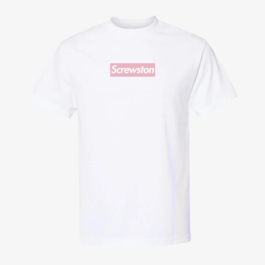 mens ridin' dirty screwpreme s/s tee (white/pink)