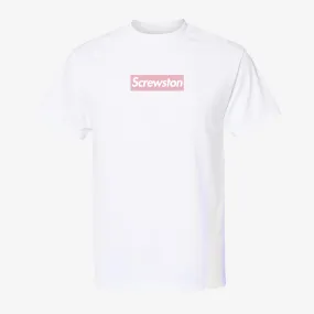 mens ridin' dirty screwpreme s/s tee (white/pink)