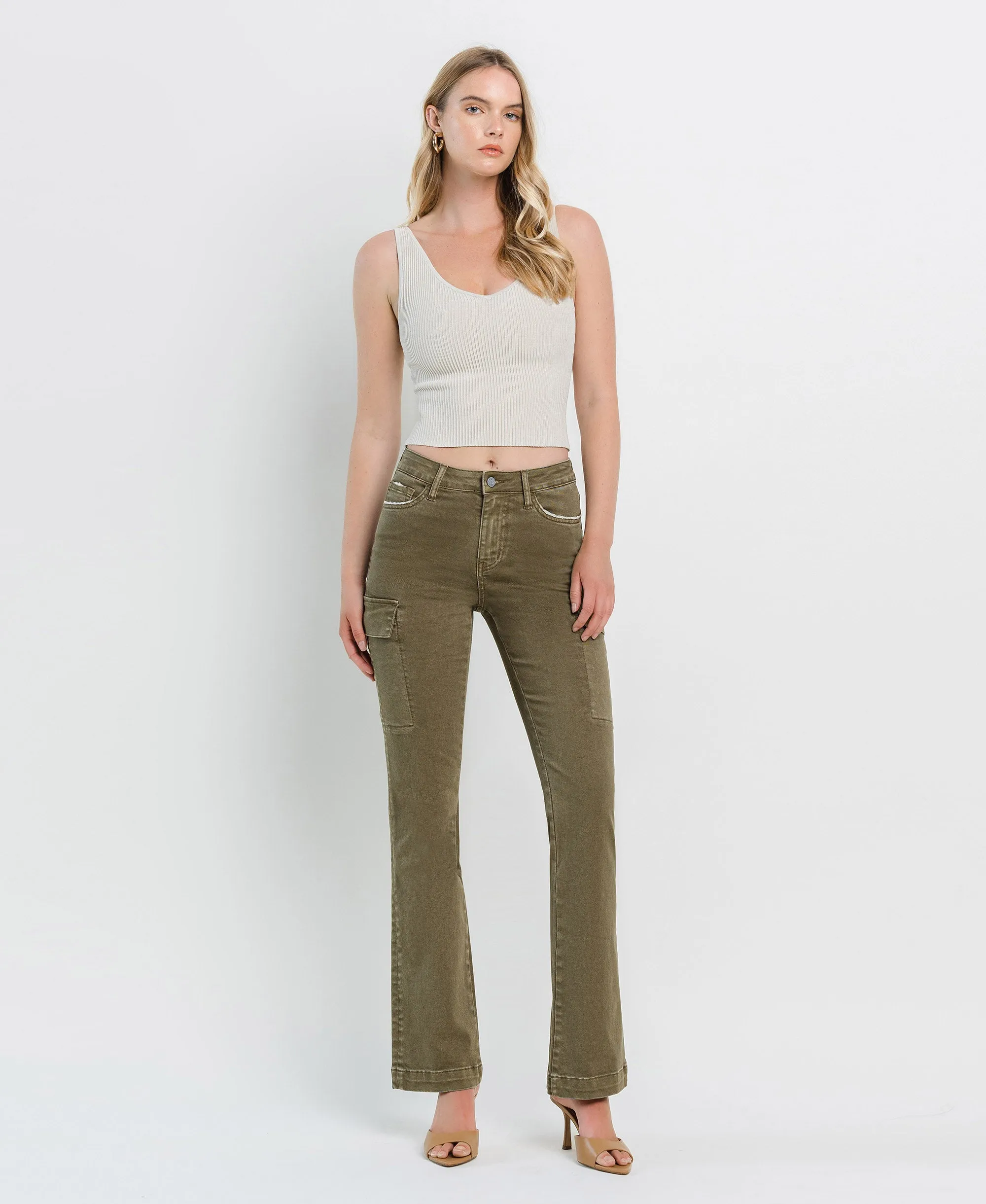 Moss - High Rise Relaxed Bootcut Cargo Jeans