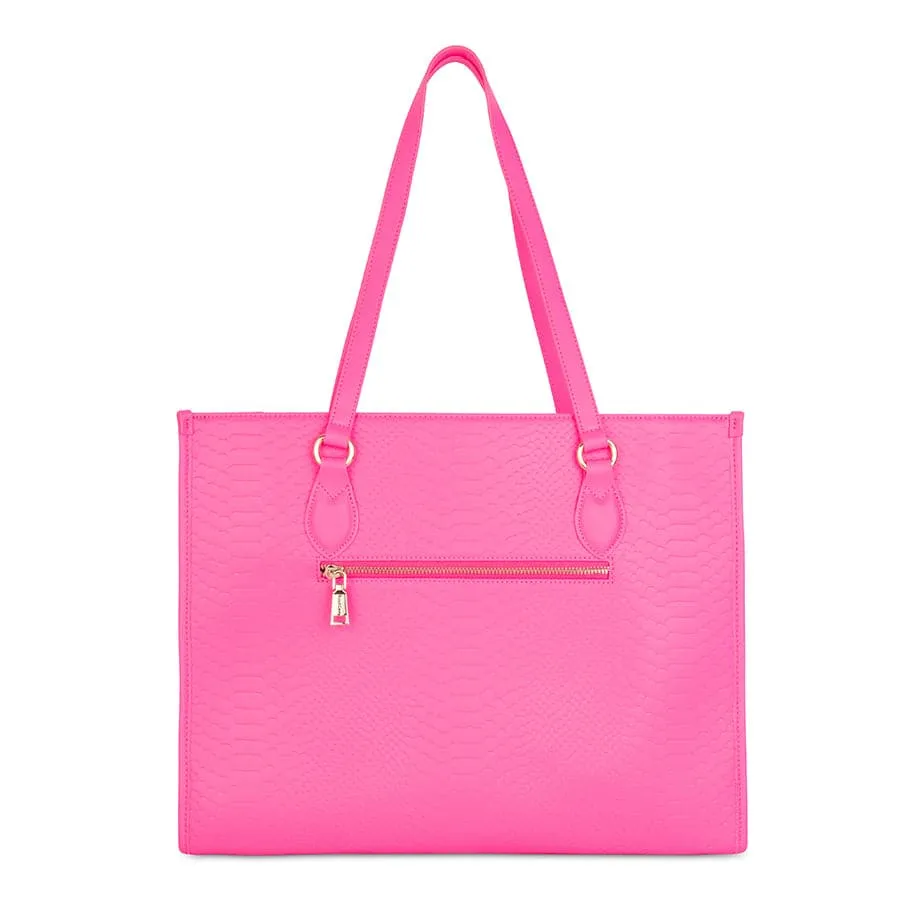 Neon Pink Apollo 1 Faux Snakeskin Tote Bag