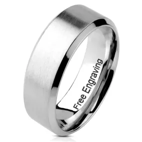 Personalized Men's Silver Wedding Band - Engraved Silver Wedding Ring