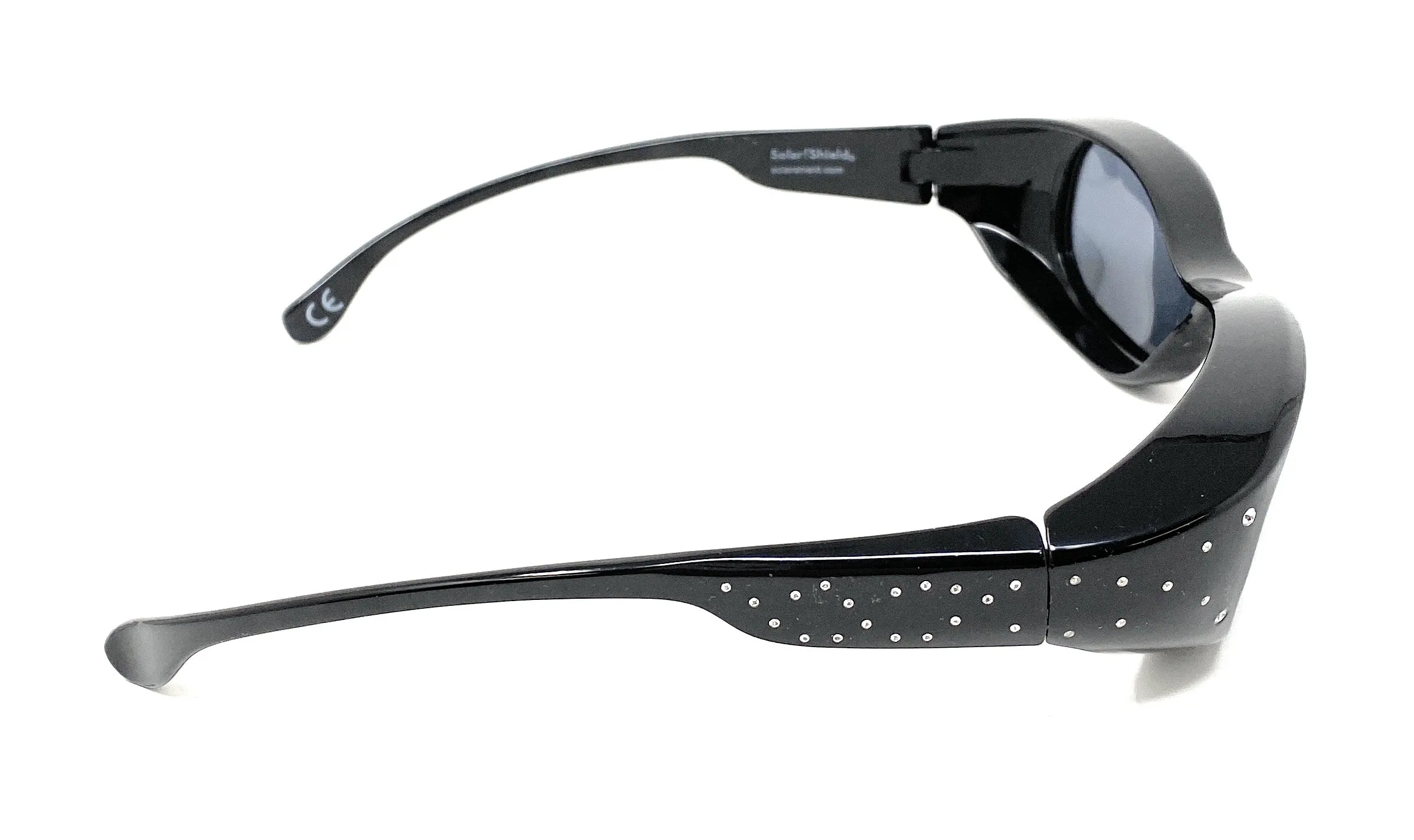 Polarised Optical Covers Over Spectacles BLACK with Diamond Effect Solar Shield 580