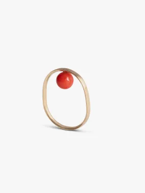 Ring Facet Blood Coral 14kt Solid Gold