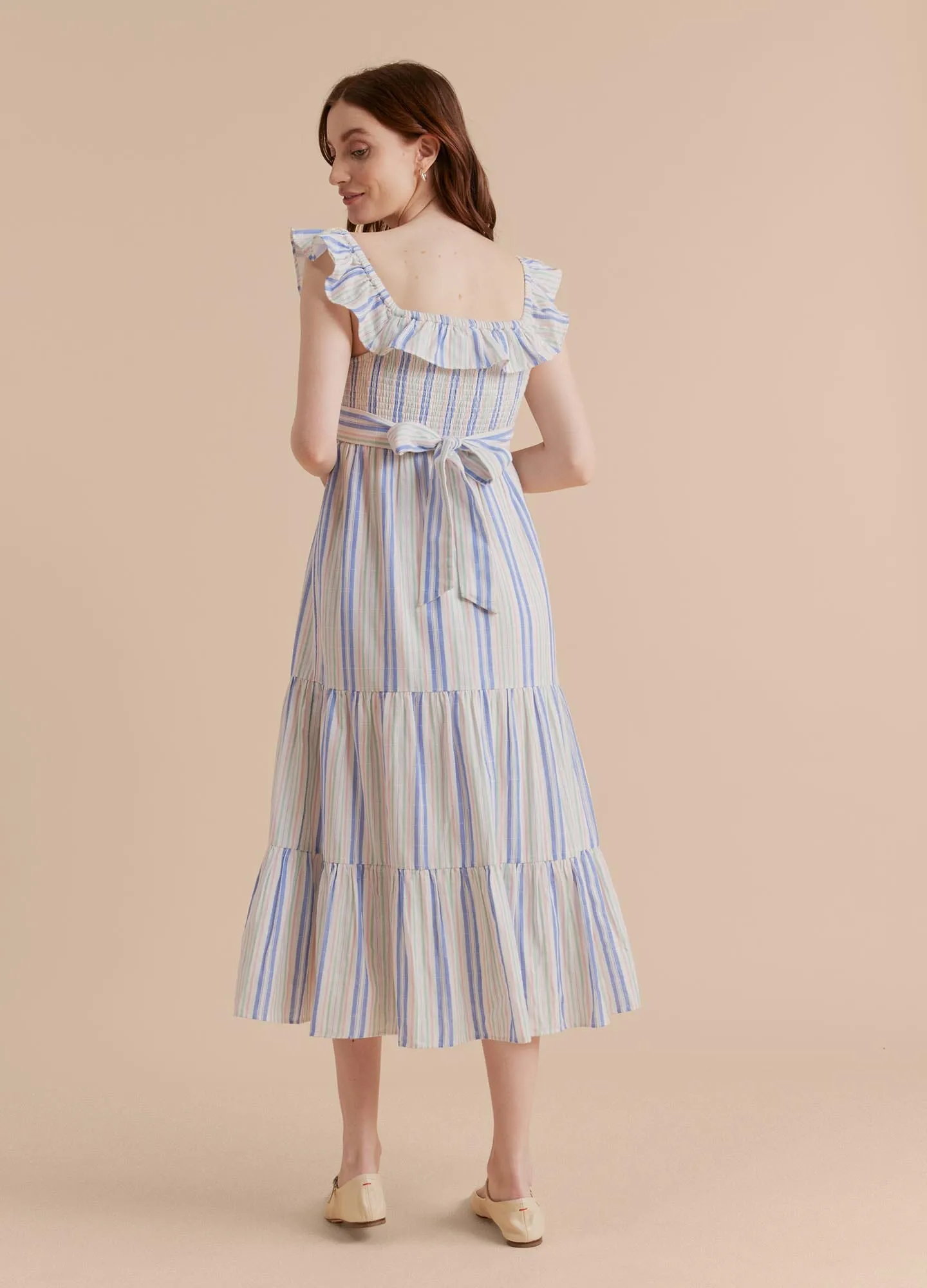 Ruffle Smocked Midi Dress