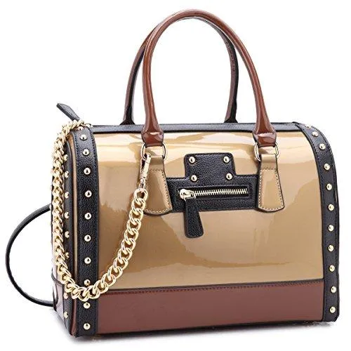 Shiny Patent Handbags Barrel Top Handle Bag for Women l Dasein