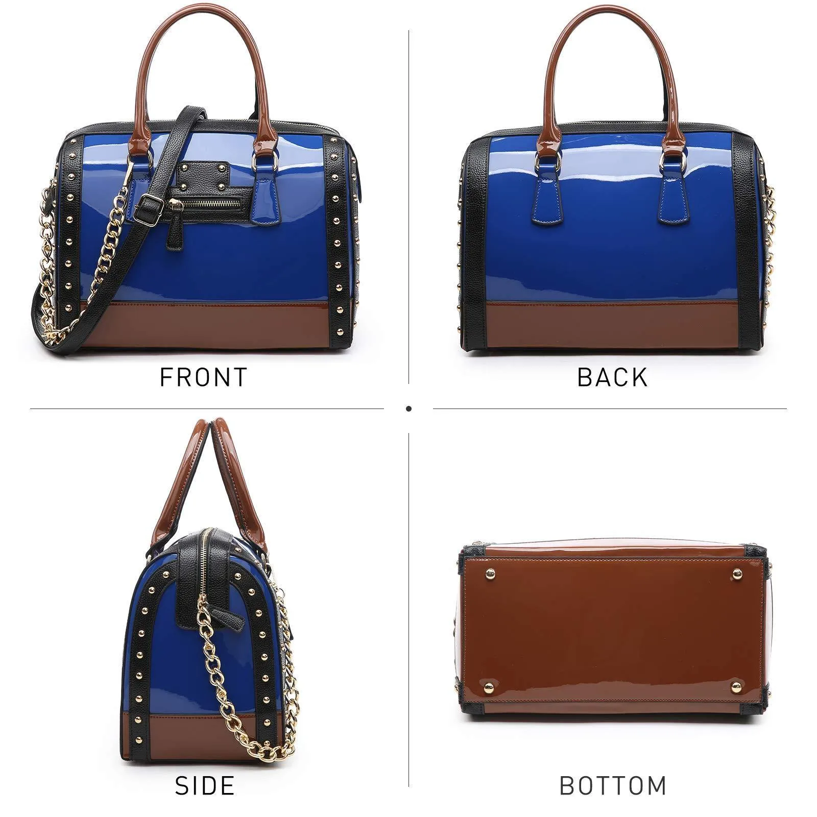 Shiny Patent Handbags Barrel Top Handle Bag for Women l Dasein