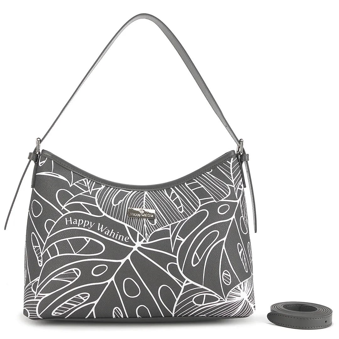 Shoulder Bag Edith Monstera Lines Grey