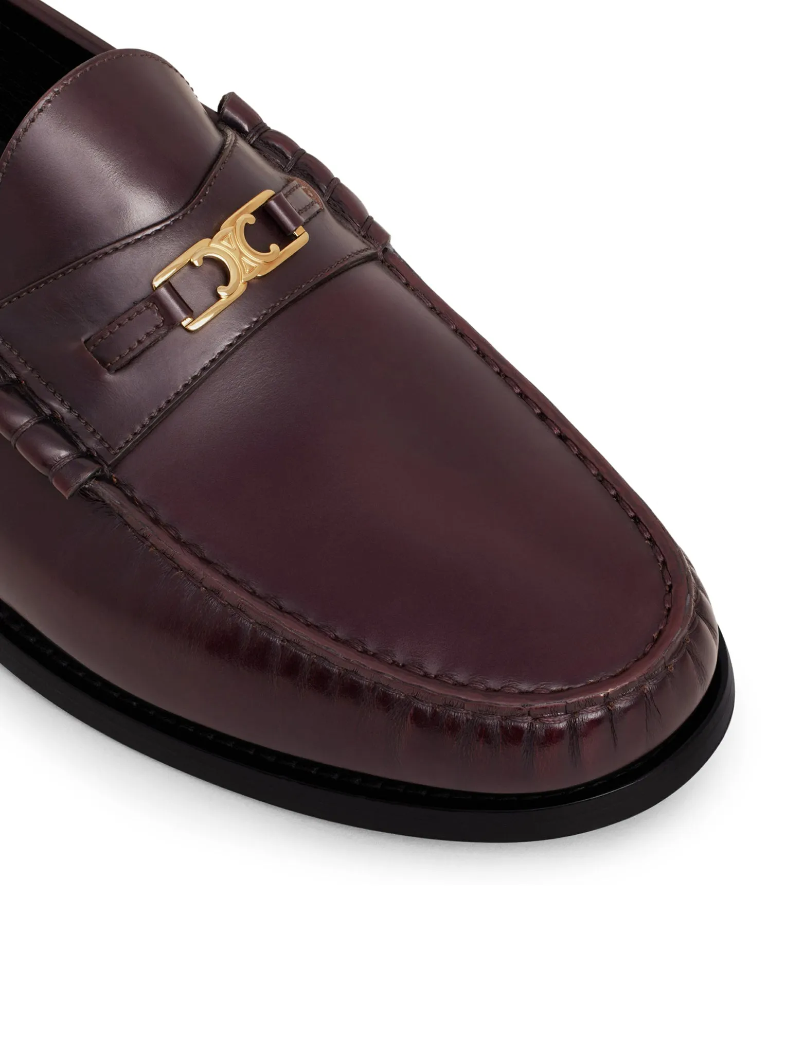 TRIOMPHE LUCO CELINE MOCCASIN IN BORDEAUX POLISHED BULL LEATHER