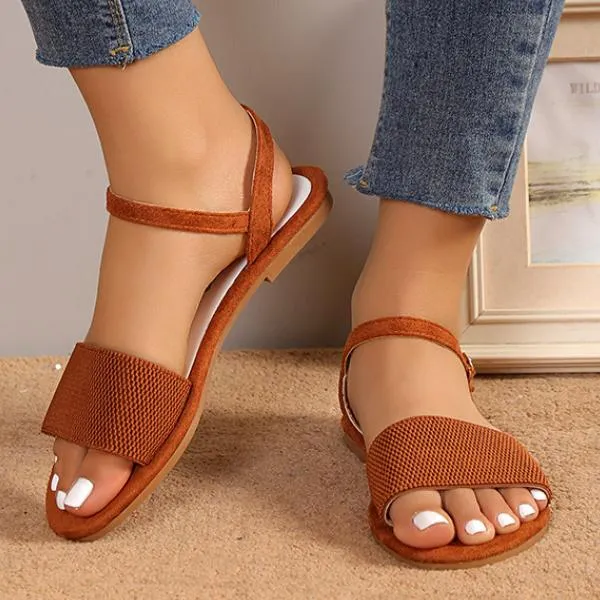 Women's Casual Buckle Suede Flat Sandals 16055348C