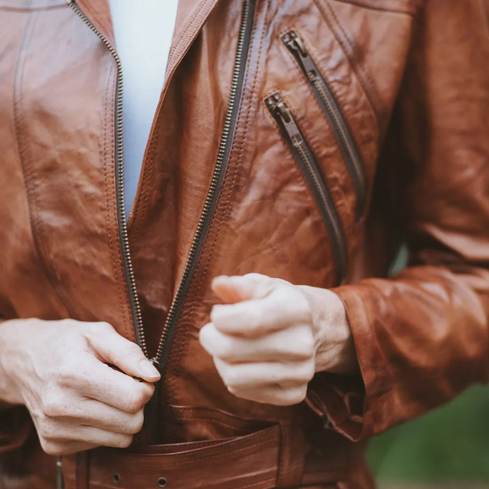 Women's Leather Jacket | KC Leather Signature Range - Eloise in Brown